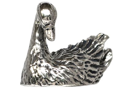 Swan statuette, grey, Pewter, cm 4,5x2,5xh3,4