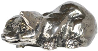 Statuetta - porcellino, grigio, Metallo (Peltro) / Britannia Metal, cm h 1,7