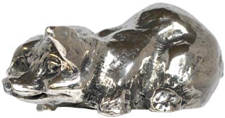 Piglet statuette, grey, Pewter / Britannia Metal, cm h 1,7