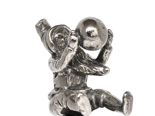 Gnome with ball statuette, grey, Pewter / Britannia Metal, cm h 4.5