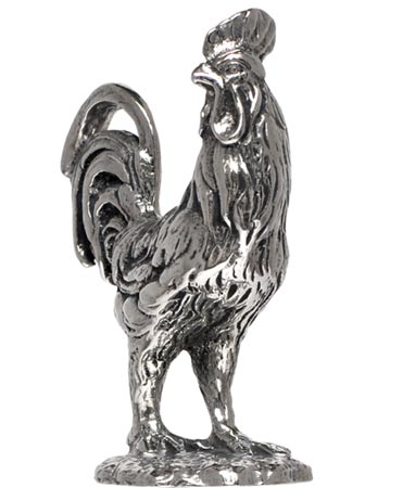 Statuetta - gallo, grigio, Metallo (Peltro), cm h 6,8