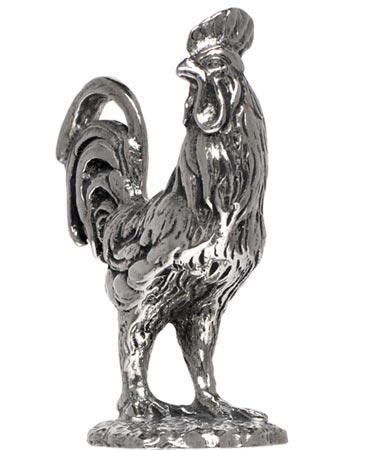 Cock statuette, grey, Pewter, cm h 6,8