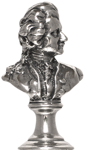 Mozart with support figurine, grey, Pewter / Britannia Metal, cm h 5,8