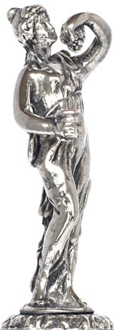 Statuette - goddes wih grapes, grey, Pewter, cm h 5.5