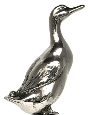 Statuette - canard, gris, étain, cm h 7,9