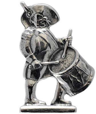 Statuetta - tamburino, grigio, Metallo (Peltro) / Britannia Metal, cm 0