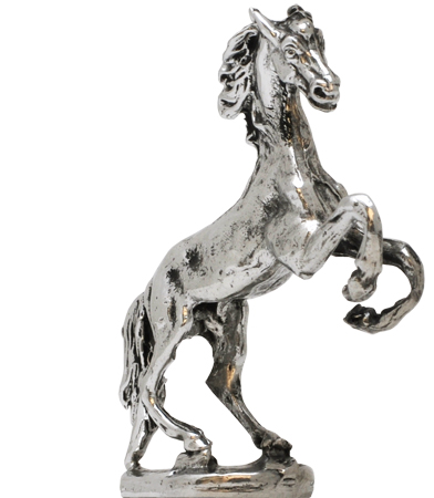 Statuetta - cavallo imbizzarrito, grigio, Metallo (Peltro), cm h 5,8