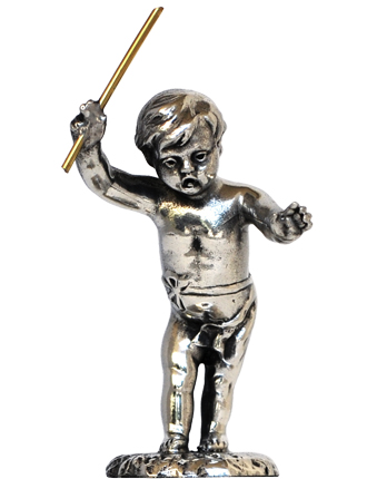 Statuetta - putto maestro di musica, grigio, Metallo (Peltro), cm h 4,5