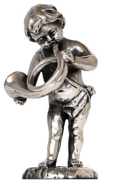 Cherub w/horn, grey, Pewter, cm h 4,5