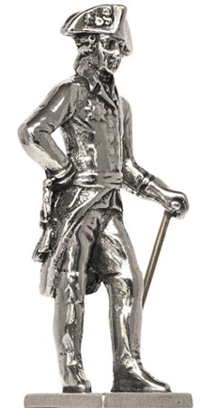 Frederick the Great with sword and rod figurine, grey, Pewter, cm h 7,1