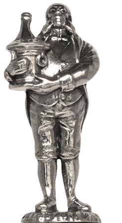 Man w/bottles, grå, Tinn / Britannia Metal, cm h 5,3