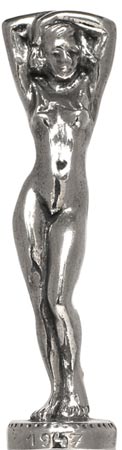 Metall Skulptur - nackte Frau, Grau, Zinn, cm h 9,6