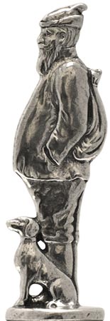 Statuetta - cacciatore con cagnolino, grigio, Metallo (Peltro) / Britannia Metal, cm h 5,7