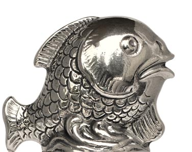 Statuette - fisk, grå, Tinn / Britannia Metal, cm h 3,5