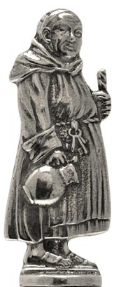 Friar with pitcher figurine, grey, Pewter, cm h 6,1