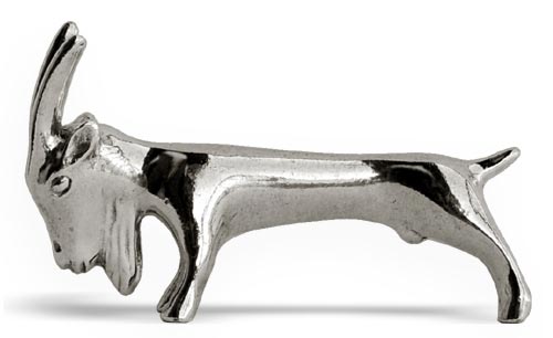 Knife/chopstick rest - goat, grey, Pewter, cm 7.5 x h 4.5