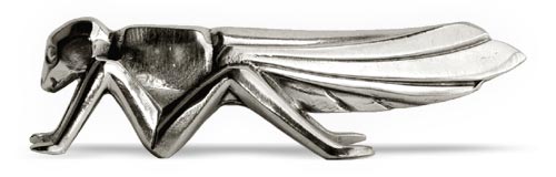 Cutlery/chopstick rest - grasshopper, grey, Pewter, cm 8.5 x h 2.5