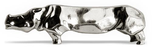 Knife/chopstick rest - hippopotamus, grey, Pewter, cm 8.5 x h 2.5