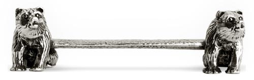 Poggia posate - orsetti con barra, grigio, Metallo (Peltro), cm 7.5 x h 2