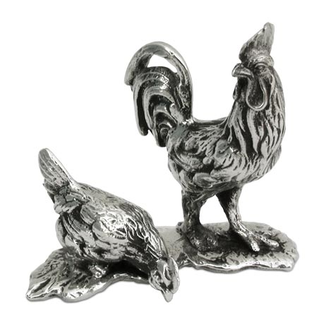 Chickens, grey, Pewter, cm 6,8 x 7,5