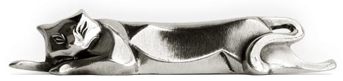 Knife/chopstick rest - cat, grey, Pewter, cm 10.5 x h 2
