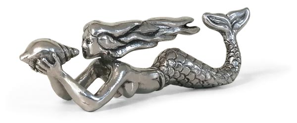 Knife/chopstick rest - mermaid, grey, Pewter, cm 8 x h 2