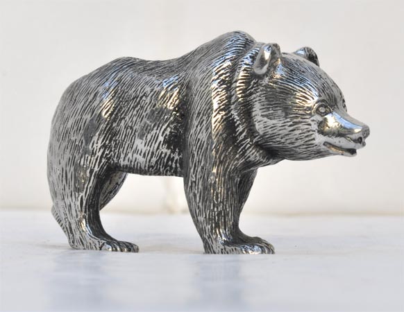 Bear, grey, Pewter / Britannia Metal, cm 8x h 4,5