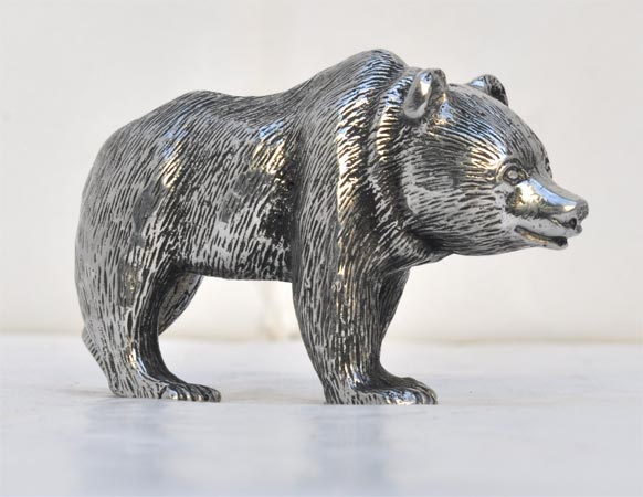 Ours, gris, étain / Britannia Metal, cm 8x h 4,5