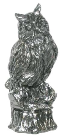 Figurine - ugle, grå, Tinn / Britannia Metal, cm 9,5