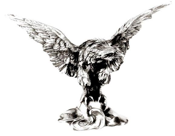 Statuette - eagle, grå, Tinn, cm 21 x h 15