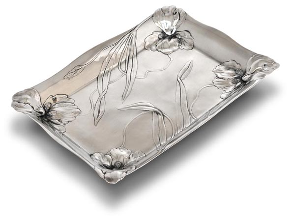 Plateau de service, gris, étain / Britannia Metal, cm 33x24,5