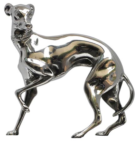 Metall Skulptur - Windhund, Grau, Zinn, cm 14x7x h 12