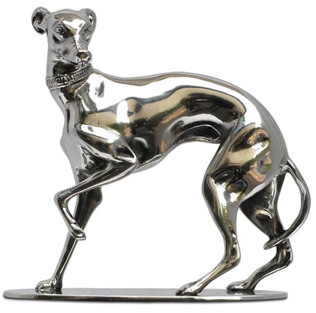 Statuette - greyhound on pewter base, grey, Pewter, cm 14x7x h 12