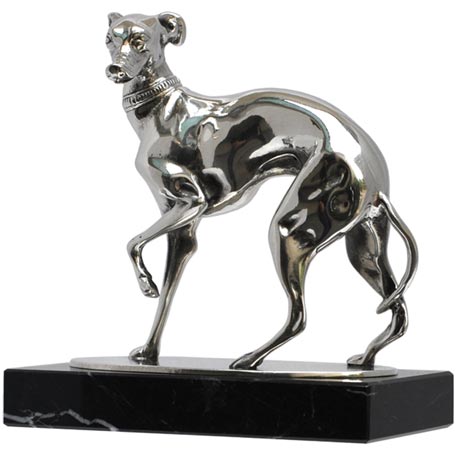 Statuette - greyhound (marble base), grey and black, Pewter and Marble, cm 14x7x h 12
