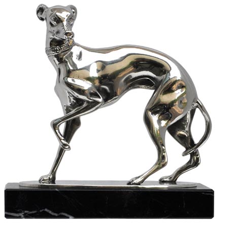 Pocket watch stand - greyhound, grey and black, Pewter / Britannia Metal and Marble, cm 14x7x h 12