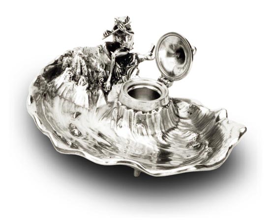 Inkstand a:frog, gri, Cositor / Britannia Metal, cm 23x17x18