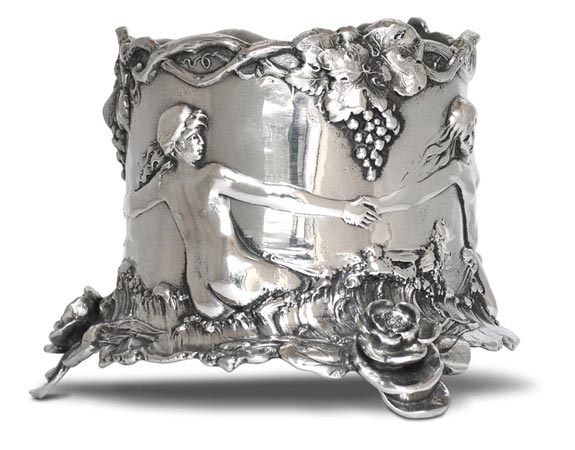 Porte bouteille - jeunes filles qui dansent, gris, étain / Britannia Metal, cm 14x10,5