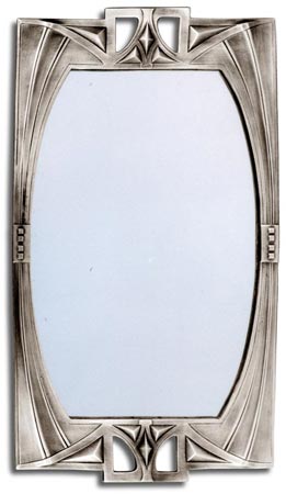 Specchio Stile Liberty - 84/20, grigio, Metallo (Peltro) / Britannia Metal e Vetro, cm 51 x 27