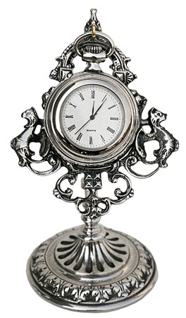 Pocket watch stand, grå, Tinn / Britannia Metal, cm 7,5 x 13,5