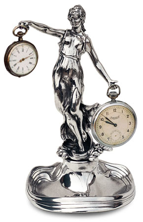 Porta reloj de bolsillo, gris, Estaño / Britannia Metal, cm 19