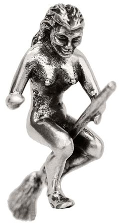 Metall Skulptur - Alte Frau, Grau, Zinn / Britannia Metal, cm h 9