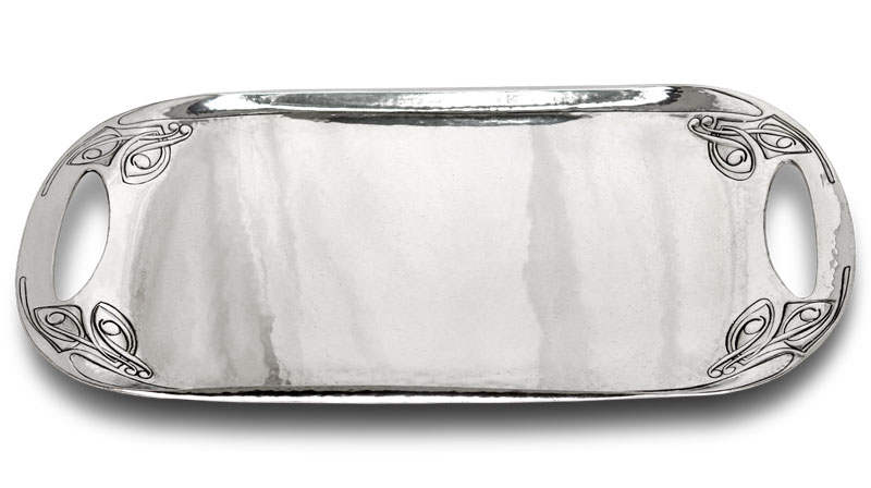 Plateau de service, gris, étain / Britannia Metal, cm 45,5 x 25