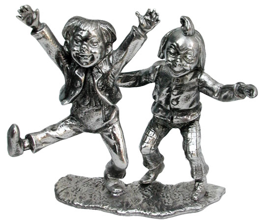 Statuette - Max und Moriz (WMF), Grau, Zinn / Britannia Metal, cm h 8.6