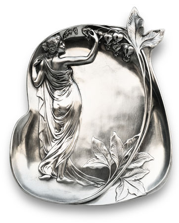 Smykkeholder - lady and berries, grå, Tinn / Britannia Metal, cm 25,5 x 31