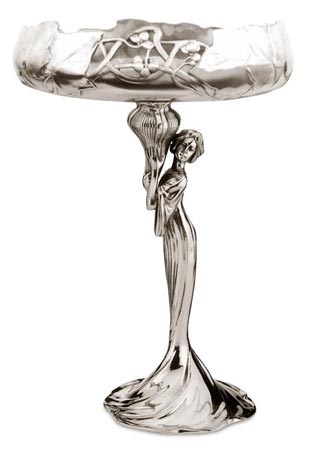 Coupe a fruit - femme, gris, étain / Britannia Metal, cm h 38