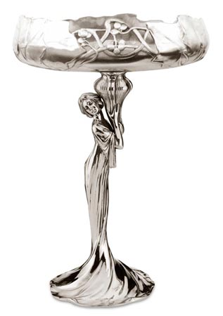 Coupe a fruit - femme, gris, étain / Britannia Metal, cm h 38