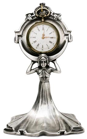 Pocket watch stand - lady, grey, Pewter / Britannia Metal, cm 12