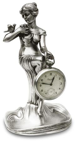 Portaorologio donna seduta, grigio, Metallo (Peltro) / Britannia Metal, cm 19