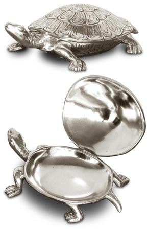 Boîte - Tortue, gris, étain / Britannia Metal, cm 13,5 x 8,5