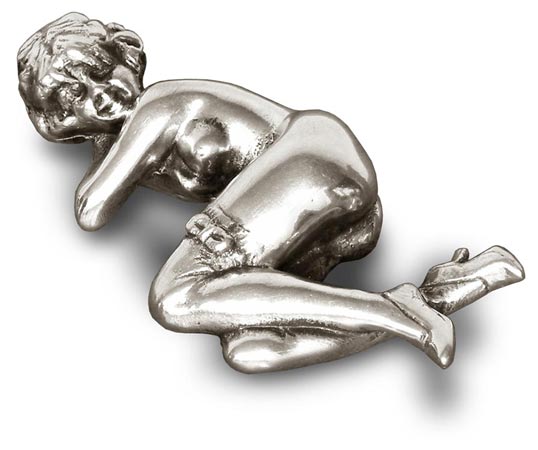 Metall Skulptur - Frau schläft, Grau, Zinn, cm 8 x 4